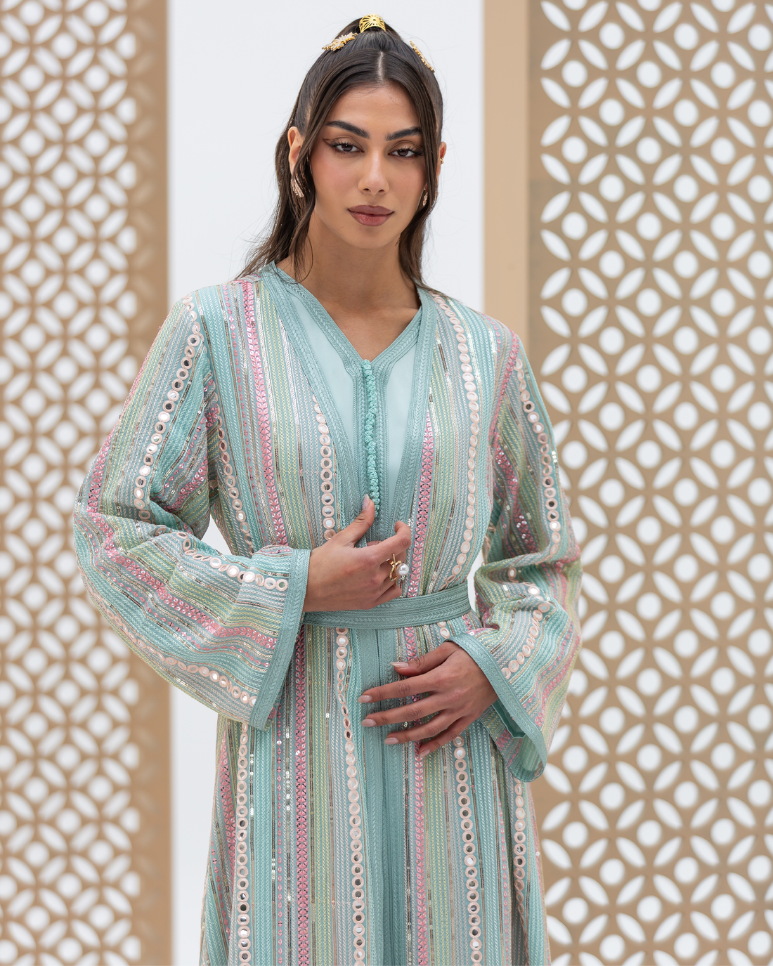 Teal Mira Kaftan Set